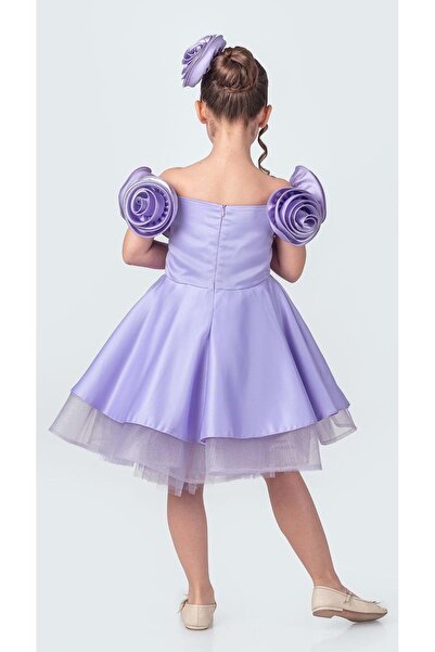 Mnk Baby&Kids Fanari Krep Saten Gren Destekli Kız Abiye M00735 MOR