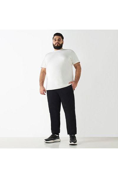 FAV Plus Size Textured T-shirt with Crew Neck and Short Sleeves