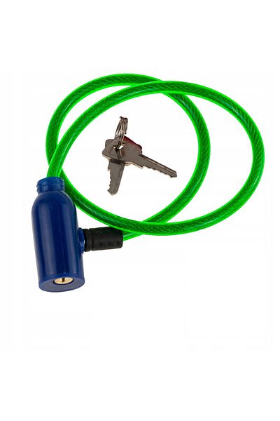 OEM Bicycle lock with 2 keys, 80 cm, 3 mm cable, green