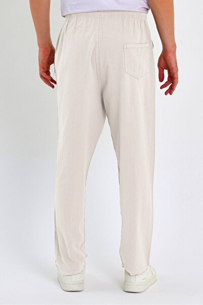 Dechers Men's Large Size 100% Cotton Linen Look Trousers E206