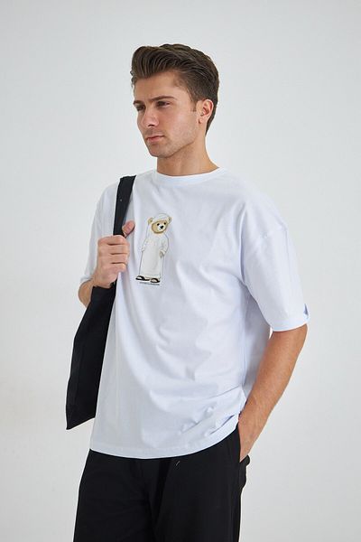 The Champ Clothing Unisex Special Edition Teddy Bear με στάμπα λευκό μπλουζάκι Συνδυασμός ζευγαριού