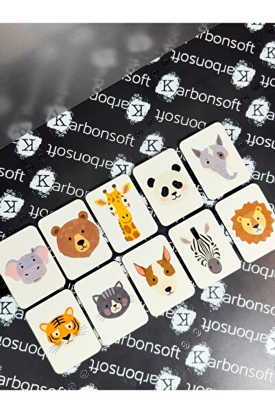 karbonsoft Intelligence Cards Matching Game Cute Animal Memory Card Wooden Educational Puzzle Toy (5,5X7,5 CM)