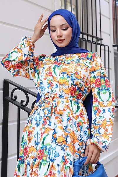 benguen Φόρεμα Hijab με σχέδιο Πορτοκαλί 519