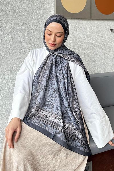 lamelif Retro Pattern Soft Shawl Smoked