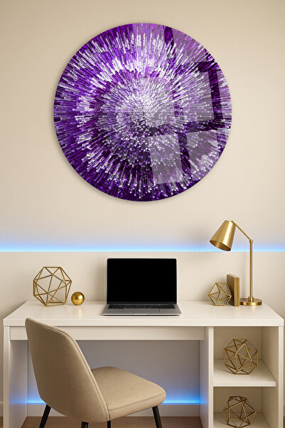 TAULART SOYUT MOR DÜZEN TASARIMI KIRILMAZ LÜKS CAM TABLO YUVARLAK CAM TABLO E...