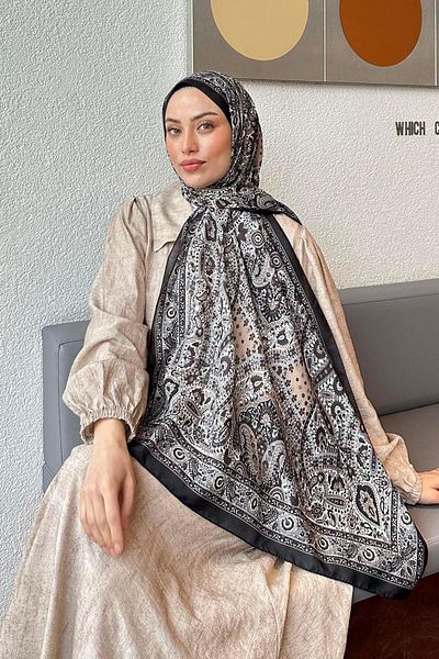 lamelif Retro Pattern Soft Shawl Ecru