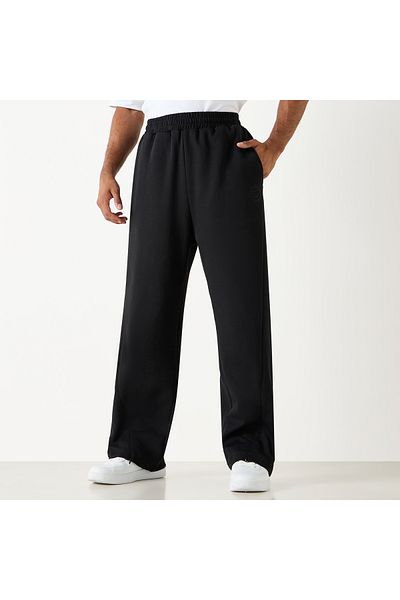 FAV Embroidered Relaxed Fit Pants with Flexi Waist and Pockets