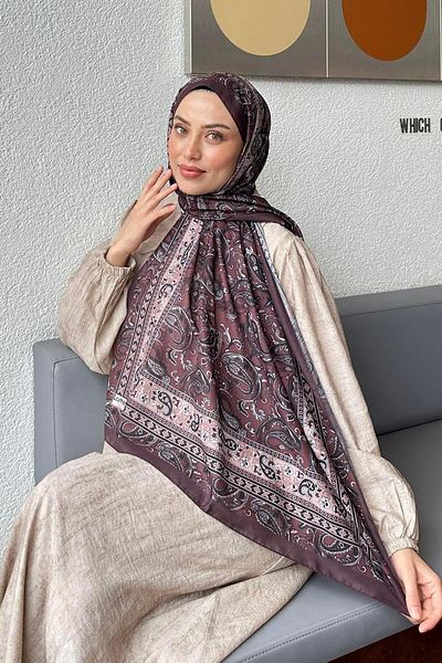lamelif Retro Pattern Soft Shawl Brown