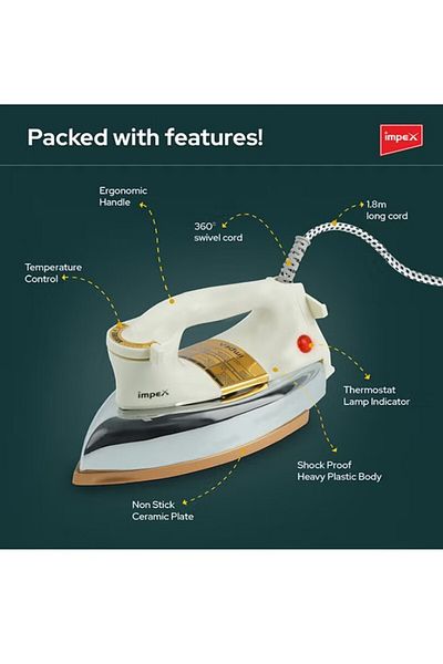İMPEX Automatic Heavy Duty Iron Box With Temperature Settings - Ib201