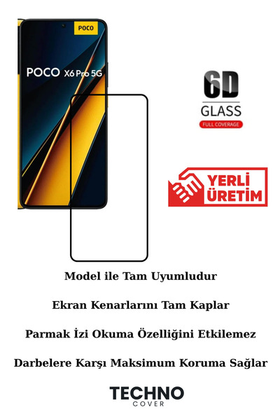 tcover Poco X6 / X6 Pro Uyumlu 6D Tam Kaplayan Kırılmaz Cam