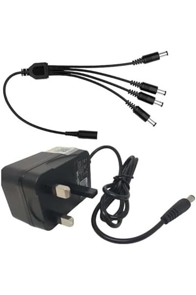 Generic Power Supply Converter and Quadruple Split Cable for Surveillance Camera/DVR AC 100-240V to DC 12V 2