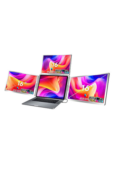 NPO NPM788 16" FHD 1200p IPS Type-C Taşınabilir 3'lü Monitör Çoklayıcı Standlı Notebook Monitör