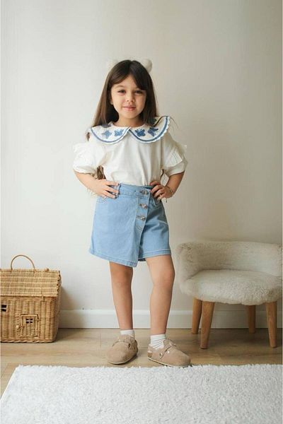 KOKOŞ BEBEK Girl's Suit with Shorts and Skirt