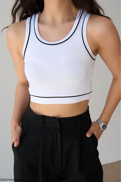 Lupies Women's White Ribbed Knitted Cotton Undershirt