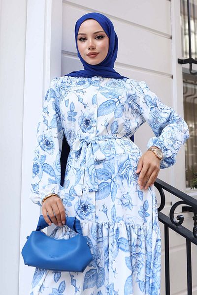 benguen Rochie hijab cu model Albastru 536