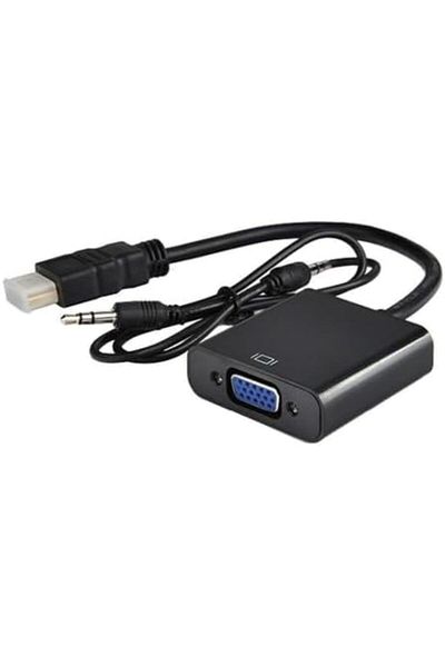 Generic HDMI Male to VGA Female Video Converter Cable with Audio – Black, Full HD 1080p Support