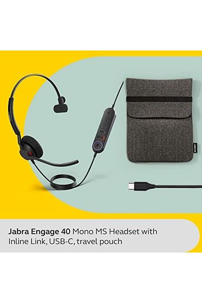 Jabra Engage 40 Wired Monaural Headset with Built-In Call Control, Noise Cancellation, Ultra-Lightwe