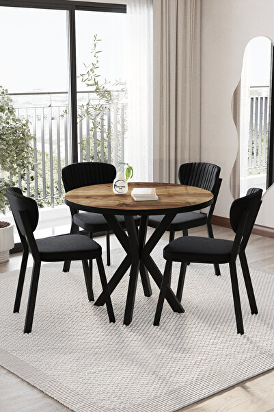 BY ORHAN GÜZEL Elma Mutfak Masası Takımı YUVARLAK 4 kişilik Mutfak Yemek Masa...