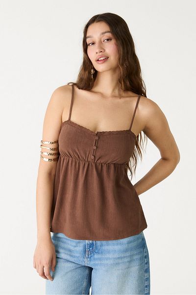 Stradivarius Flowing strappy linen blend top