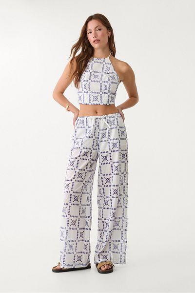 Stradivarius Blue embroidered trousers