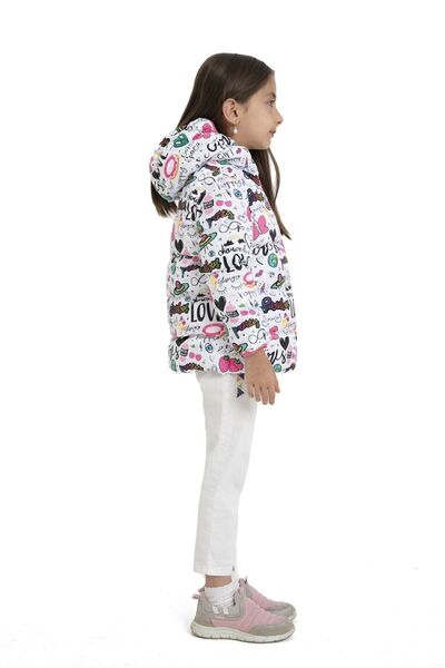 Montland Kız Çocuk Içi Polarlı Kapüşonlu Girls Yazılı Kelebek Desenli Kışlık Şişme Mont & Kaban & Parka