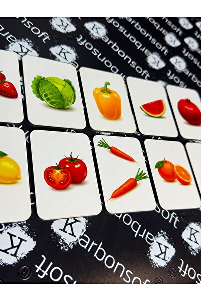 karbonsoft Zeka Kartları Ahşap Eğitici Hafıza Eşleştirme Oyunu Sevimli Meyveler Oyuncak ( 5,5 x 7,5 CM)