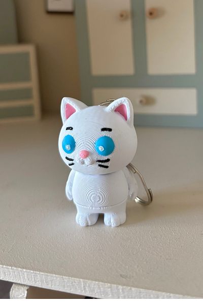 CESTOPİENO White Cat Cute Moving Bag Ornament / Keychain