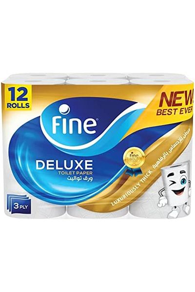 FINE Deluxe, Highly Absorbent, Sterilized, Soft & Strong, Flushable Toilet Paper, 3 Plies, Pack of 1