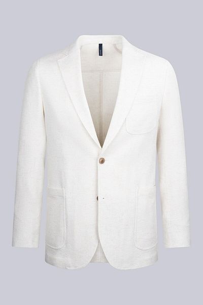 Hatemoğlu Beige Comfort Fit Mono Collar Classic Linen Jacket