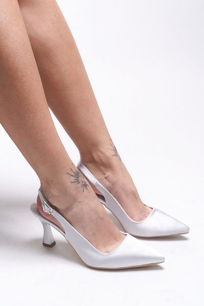 Riccon Pantofi cu toc Jenelossa pentru femei 0012013 Satin argintiu