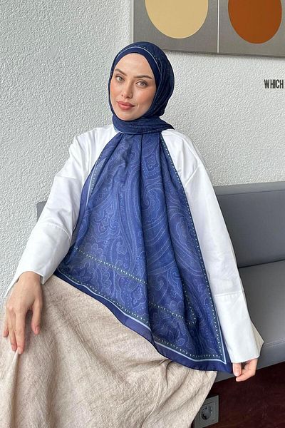 lamelif Model retro Soft Shawl Midnight Blue