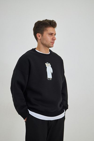The Champ Clothing Мъжка черна тениска с щампа на плюшено мече, специално издание