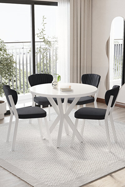 BY ORHAN GÜZEL Elma Mutfak Masası Takımı YUVARLAK 4 kişilik Mutfak Yemek Masa...