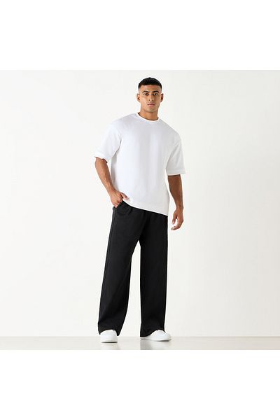 FAV Embroidered Relaxed Fit Pants with Flexi Waist and Pockets