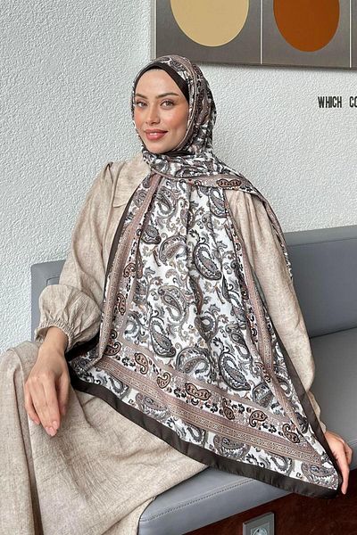 lamelif Retro Pattern Soft Shawl Off White