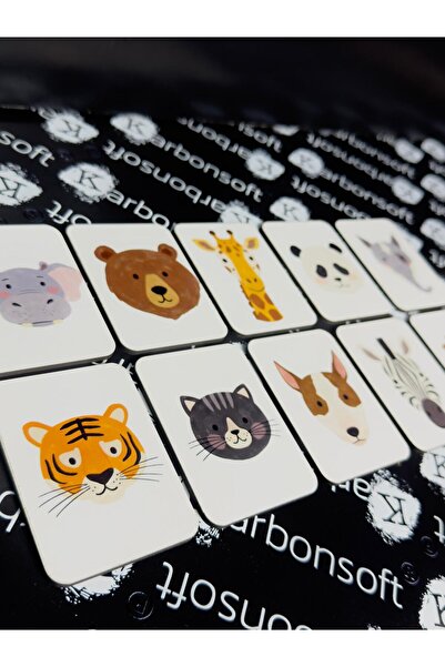 karbonsoft Intelligence Cards Matching Game Cute Animal Memory Card Wooden Educational Puzzle Toy (5,5X7,5 CM)