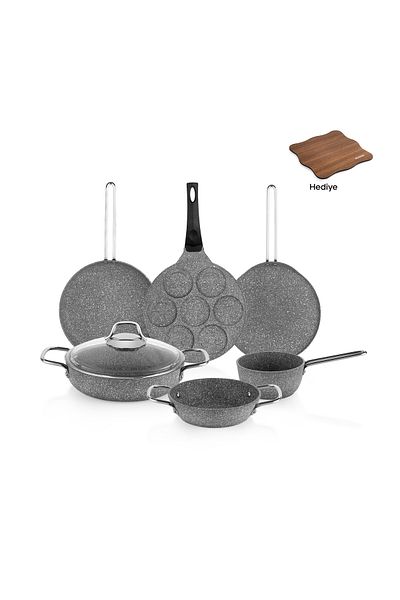 Schafer Breakfast Cooking Set 7 Pieces-Gray