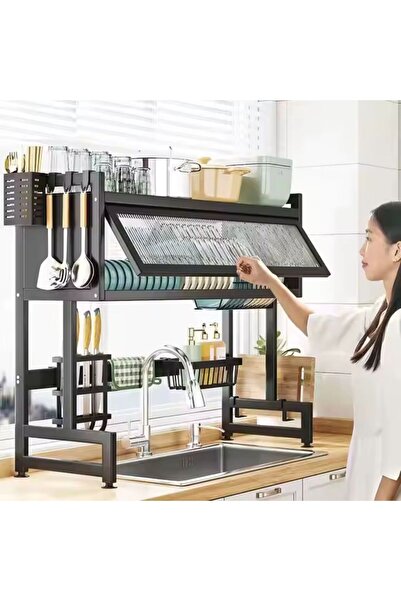 Choice رف تجفيف الاطباق فوق الحوض مع غطاء فولاذي مقاوم للصدى