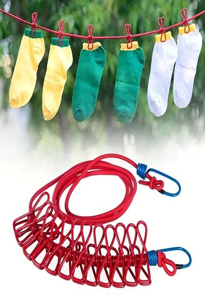 MasterCar Frânghie portabilă pentru rufe de balcon, cu sistem de prindere, el...