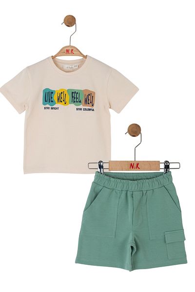 Ugly Duck 01-04 ΗΜΕΡΕΣ BABY BOY CREAM ΣΕΤ ΜΕ ΠΡΑΣΙΝΟ ΣΟΡΤΣ - ΚΡΕΜ-ΠΡΑΣΙΝΟ