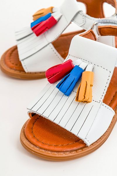 mnpc Sandale pentru copii cu susținere ortopedică din piele albă pentru fetiță