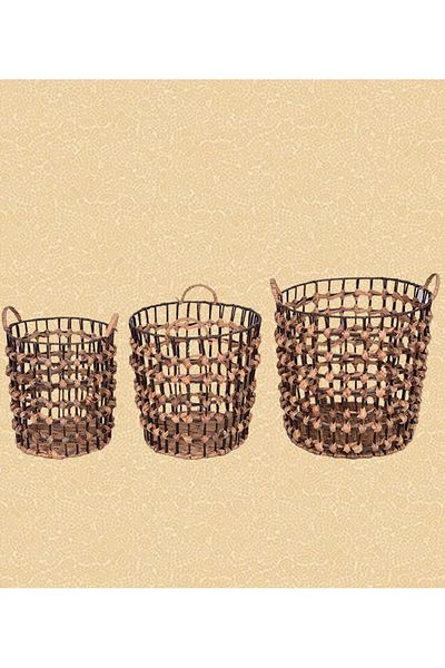 Bahçem Decorative Water Hyacinth General Use Wicker Basket Set of 3