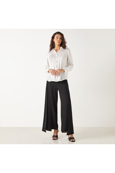 FAV Regular Fit Satin Shirt with Long Sleeves