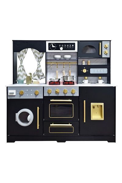 Smart Vibe Set Bucatarie pentru Copii din Lemn Natural KIDDO CUISINE Black Edition