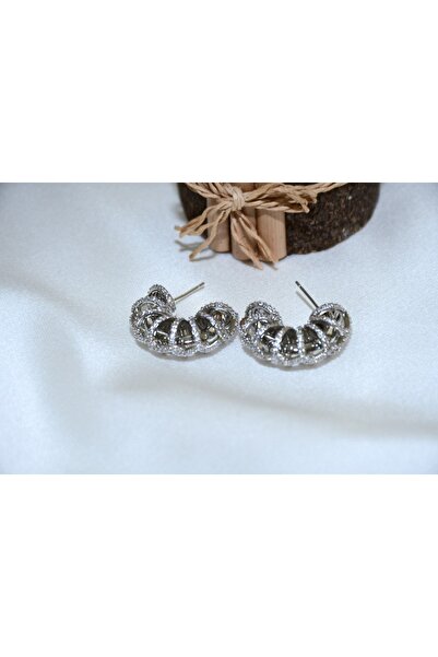 mujeres Double Layer Steel Zircon Stone Tarnish Free Hoop Earrings