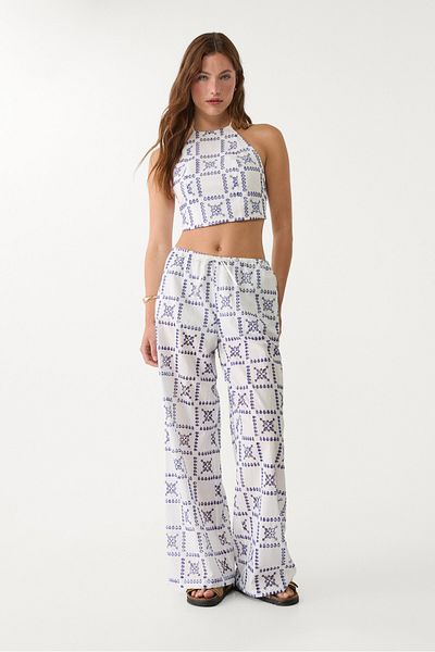 Stradivarius Embroidered halter top