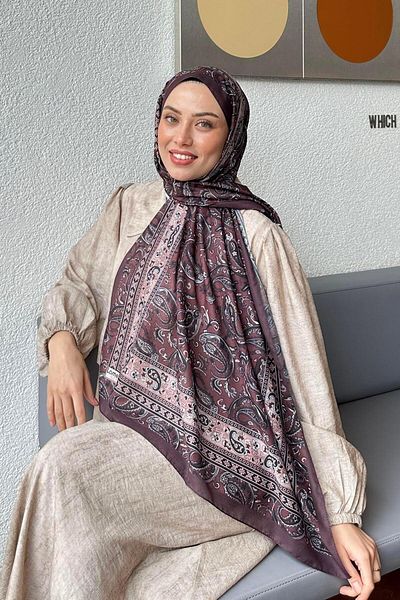 lamelif Retro Pattern Soft Shawl Brown