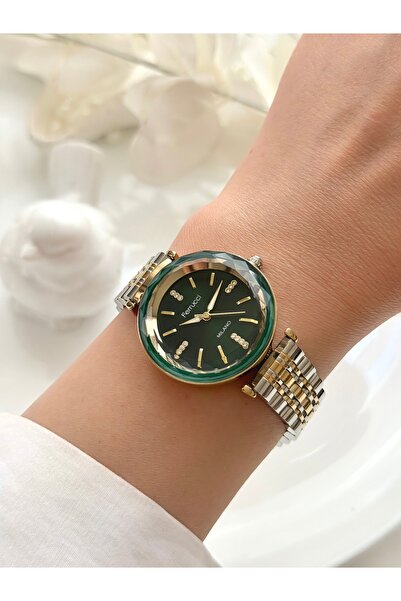 Ferrucci FERRUCCİ-(GOLD&GÜMÜŞ) yeşil iç kadran kadın kol saati