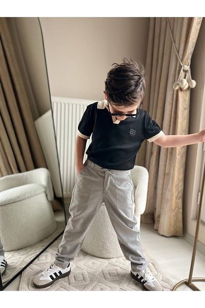 KOKOŞ BEBEK Polo Neck T-Shirt Pants 2 Piece Set