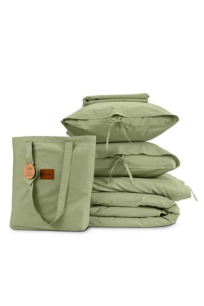 Sabia Organic 100% Cotton Double Duvet Cover Set 160X200Cm 30cm Height with Elastic Sheets 62 Strings